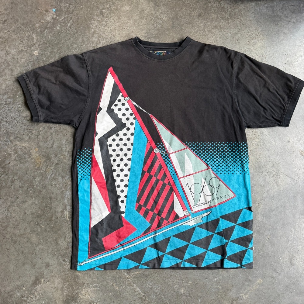 Vintage Coogi Sail Boat AOP Graphic Shirt Australia Mens XL Streetwear 23x30